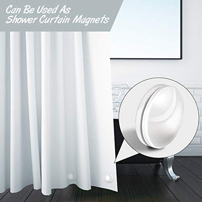 Jetec 12 Pcs/6 Sets Magnetic Curtain Weights No Sew Shower Curtain Magnets White Plastic Shower Curtains Liner Clips for Light Curtains Tablecloth Liner - color: White