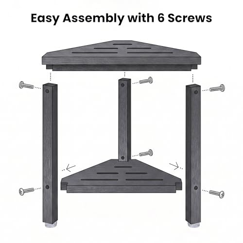 Shower Foot Rest 14in, HDPE Waterproof Corner Shower Stool for Shaving Legs with Storage Shelf for Inside Small Shower Spaces, Bathroom Step Stool, Easy Assembly