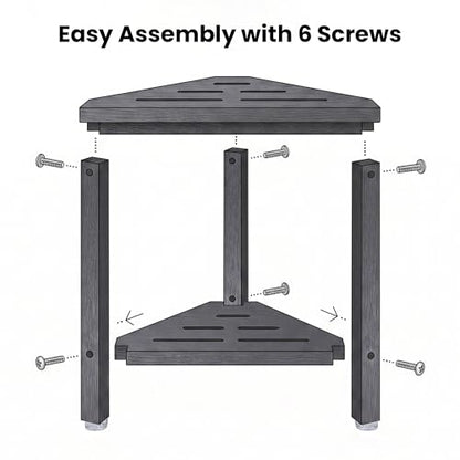 Shower Foot Rest 14in, HDPE Waterproof Corner Shower Stool for Shaving Legs with Storage Shelf for Inside Small Shower Spaces, Bathroom Step Stool, Easy Assembly