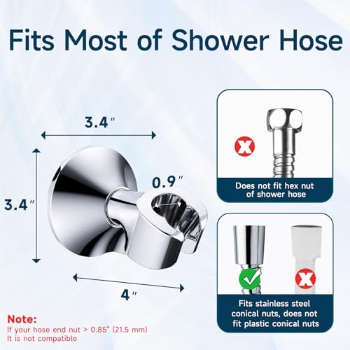 BRIGHT SHOWERS Handheld Shower Head Holder with Dual Angle Positions, Wall Suction Bracket Includes Adhesive 3M Disc, No Tools Required and Easy Installation, Chrome Finish - color: Chrome, style: Suction & Adhesive - 2 Angles