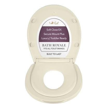 BATH ROYALE Potty Training Seat - Soft Close, Kingsport BR720-02, Round Almond/Bone, Adult/Child Combo - color: Almond/Bone, size: Round