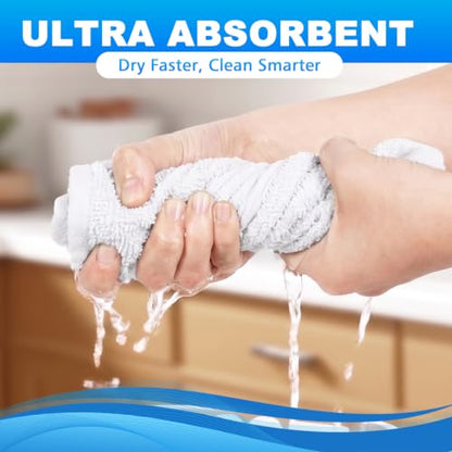 6 Pack 100% Cotton Wash Cloth, 12x12 Inch Highly Absorbent and Soft Feel Fingertip Towels, Machine Washable Washcloths for Bathroom, Gym, Hotel, Spa and Kitchen, White
