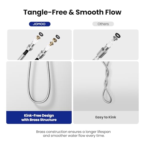 JOMOO Shower Hose, 99 Inch Extra Long Flexible Stainless Steel Handheld Showerhead Hose with Brass Insert and Nut, EPDM Inner Tube, Anti-Kink Chrome Bathroom Shower Head Hose Replacement - color: Chrome, size: 99 Inch