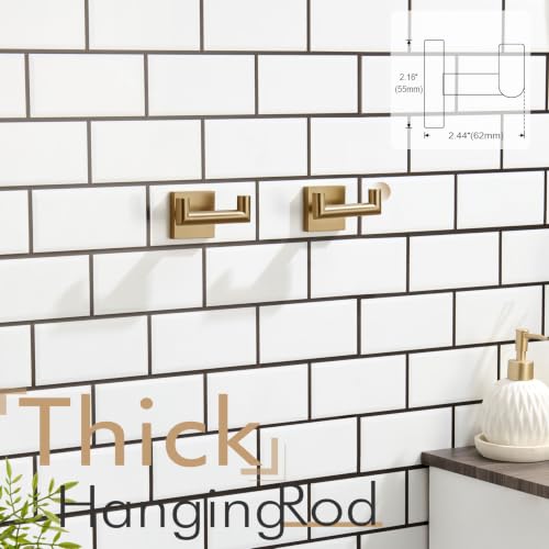 KOKOSIRI Robe Hooks Bath Towel Hooks Bathroom Hardware Double Coat Hooks Wall Mounted, 2 Pack Champagne Bronze Stainless Steel B1015CPG-P2 - color: Champagne Bronze, size: 2 Pack