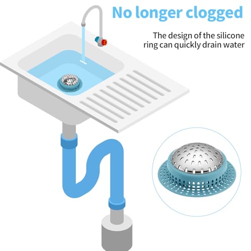 Aluvor Bathtub Drain Hair Catcher Shower Drain Cover Sink Drain Protector | Bathroom Sink & Bathtub Drain Strainer for Pop-Up & Regular Drains, sky blue - size: Large-Sky Blue