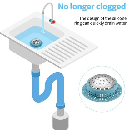 Aluvor Bathtub Drain Hair Catcher Shower Drain Cover Sink Drain Protector | Bathroom Sink & Bathtub Drain Strainer for Pop-Up & Regular Drains, sky blue - size: Large-Sky Blue