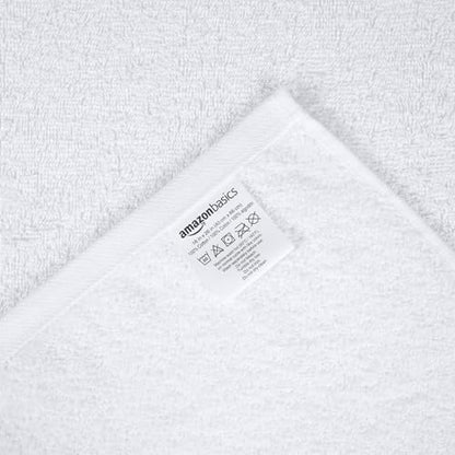Amazon Basics Soft and Thick Cotton Hand Towels for Bath, Kitchen, Gym, 16 x 26 in, White, 12-Pack - color: White, size: 12 Pack