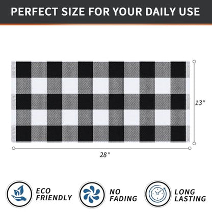 Homaxy 100% Cotton Plaid 8 Pack Kitchen Towels, 13" x 28", White & Black | Waffle Weave, Plaid, Super Soft and Absorbent Dish Towels, Quick Drying, Multi-Purpose - color: White & Black, size: 13 x 28 - 8 Pack