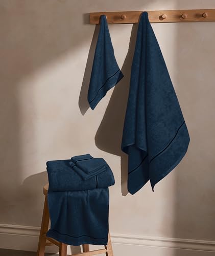 MyOwn Ultra Soft 6 Pack Cotton Towel Set, Contains 2 Bath Towels 28x55 inch, 2 Hand Towels 16x24 inch & 2 Wash Coths 12x12 inch, Ideal Everyday use, Compact & Lightweight - Mineral Blue - color: Mineral Blue, size: 6 Piece Set