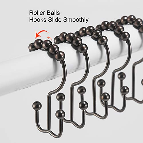 Shower Curtain Hooks, Goowin Shower Curtain Rings, Stainless Steel Shower Curtain Hooks Rust Proof Free Sliding Double Shower Hooks for Curtain, Shower Curtains & Liners (Bronze) - color: Bronze