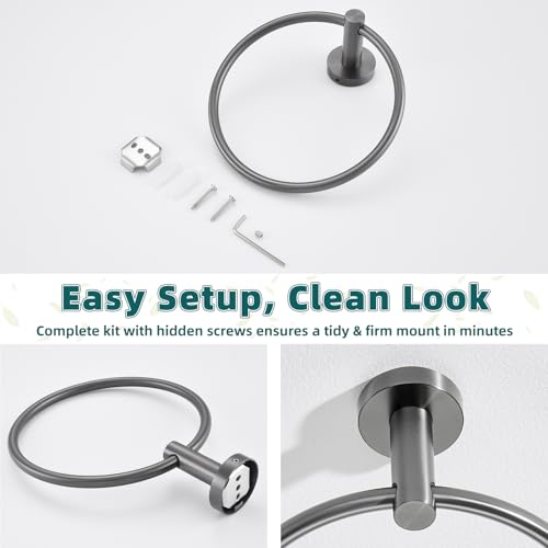 Gunmetal Gray 304 Stainless Steel Toilet Paper Holder, Towel Ring Bundle Bundle, Wall Mounted