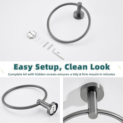 Gunmetal Gray 304 Stainless Steel Toilet Paper Holder, Towel Ring Bundle Bundle, Wall Mounted