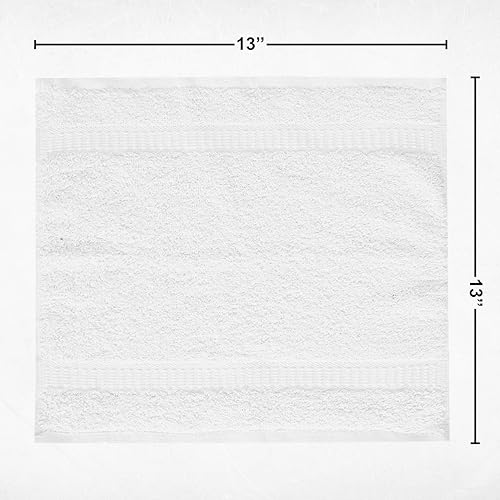 GOLD TEXTILES Wash Cloths Bulk Pack 13x13 Inches, 120 Pcs Soft Ringspun Cotton Washcloths, Premium Highly Absorbent and Quick-Drying Face Towels Daily use for Showering, Gym, Spa, Hotel (120, White)