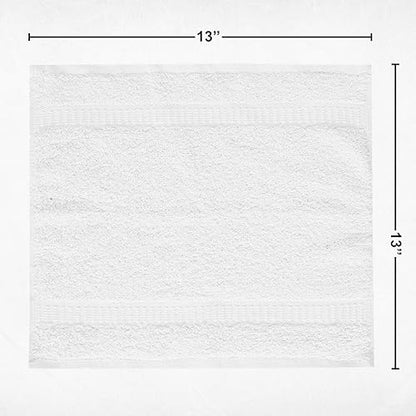 GOLD TEXTILES Wash Cloths Bulk Pack 13x13 Inches, 120 Pcs Soft Ringspun Cotton Washcloths, Premium Highly Absorbent and Quick-Drying Face Towels Daily use for Showering, Gym, Spa, Hotel (120, White)