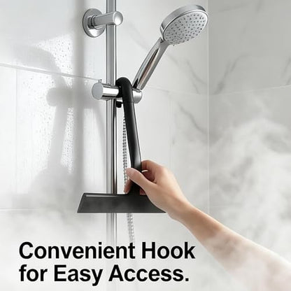 Shower Squeegee for Glass Doors, Hang Anywhere Silicone Shower Squeegee with Hook Design for Easy Hanging and Cleaning (Black) - color: Black