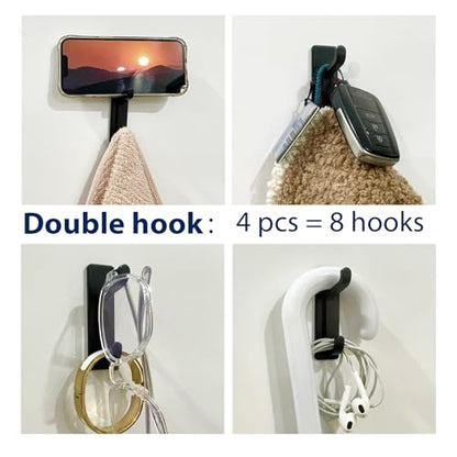 pickpiff 13LB Strong Stick-on Hooks for Coat & Towel, Black 4 Pack - color: Black, size: 4 Pack