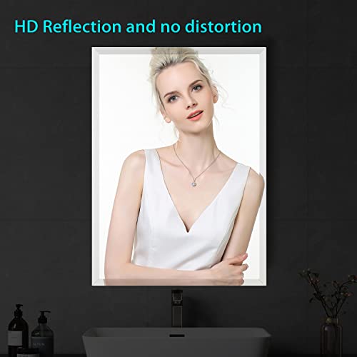24x32 Inch Frameless Bathroom Mirror Rectangle Beveled Mirror Wall Mirror Explosion Proof and Shatterproof Bathroom Vanity Mirror Wall Mounted Hang Firmly (Horizontal or Vertical) - size: 24"L x 32"W