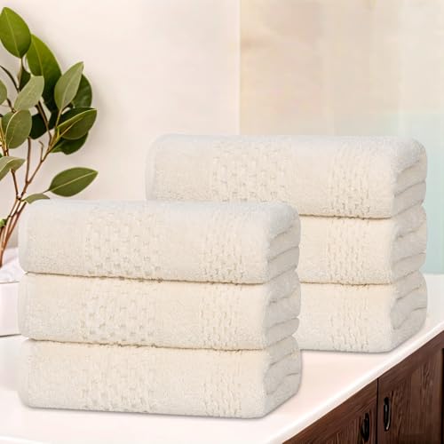 Superior Playa Zero Twist Cotton Medium Weight Towels, For Kitchen, Bathroom, Shower, Spa, Plush, Quick Dry, Ultra-Soft Towels, Bath Essentials, Waffle Textured, Absorbent Hand Towels, Set of 6, Ivory - color: Ivory, size: Hand Towel - 6PC