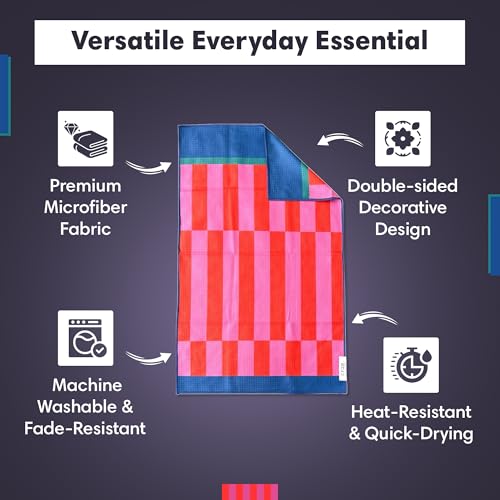Double-Sided Microfiber Hand Towels, Waffle Kitchen Towels Set for Home Use | 2 Towels, 17x27 Inches, Durable & Soft, Fast Drying, Hand Wash Cloth and Dishcloth, Collins/Marine, Home Use 2-Pack Towel Set - color: Collins/Marine, size: Double sided Hand To