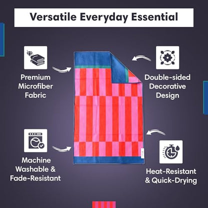 Double-Sided Microfiber Hand Towels, Waffle Kitchen Towels Set for Home Use | 2 Towels, 17x27 Inches, Durable & Soft, Fast Drying, Hand Wash Cloth and Dishcloth, Collins/Marine, Home Use 2-Pack Towel Set - color: Collins/Marine, size: Double sided Hand To