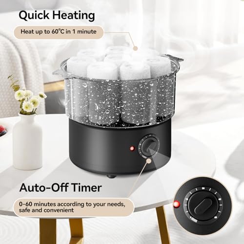Mini Hot Towel Warmer - 1 min Steam & 60℃ in 20mins, Towel Steamer for Facials/Barber/Massage, Portable 2.4lbs Small Heater for Home Spa/Bathroom/Light Salon Use (Black-X-Small) - color: Black