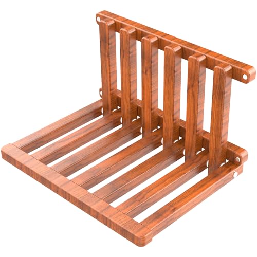 Walnut Folding Shoe Changing Stool for Children, Wall Mounted Hidden Shoe Changing Stool, Folding Wall Mounted Bedside Table, Bathroom Shower Chair - size: Walnut folding stool bedside table