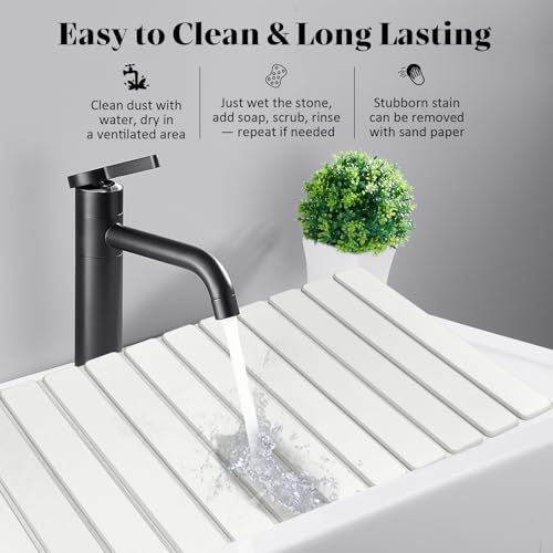 Extra Large Stone Dish Drying Mat for Kitchen Counter, 28"(L)×16"(W) Eco-Friendly Diatomaceous Earth Dish Mats, Fast Dry Absorbent Collapsible Mats for Bottles,Dishes, Match Any Countertop - size: 28" x 16"