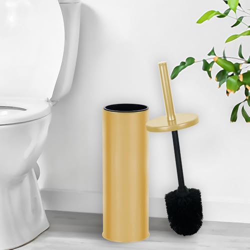 Deep & Sturdy Toilet Bowl Brush with Holder - Durable Scrubbing - Toilet Cleaners - Household Essentials - Bathroom Cleaner - Cleaning Supplies - Household Supplies, Painted Satin Gold - color: Satin Gold