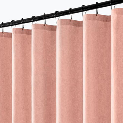 ANRODUO Blush Pink Linen Textured Fabric Shower Curtain Set - W72xL72 | Farmhouse Shower Curtain with 12 Metal Hooks, Waterproof Heavy Duty, Button Hole Design, Machine Washable for Bathroom - color: Blush Pink, size: 72"W x 72"L (Pack of 1)