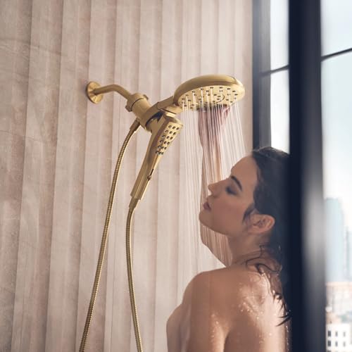 Moen Verso Magnetix Handheld & Rain Shower Head Combo, Brushed Gold | 8-Function Handheld, 7-Inch Rain Shower Head, Detachable with 72-Inch Metal Hose, Model 220C3BG - color: Brushed Gold