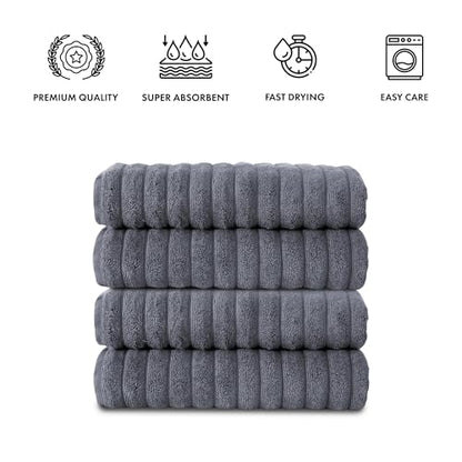 Classic Turkish Towels CTT Premium 4 Pack Bath Towels Set, Made with 100% Turkish Cotton, Spa & Hotel, Quick Drying Towels, Absorbent & Comfy | 27"x54" (Grey) - color: Grey, size: 4-Piece Bath Towel Set