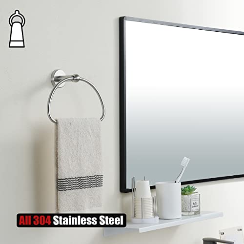 JQK Towel Ring, Stainless Steel Half Ring Towel Holder for Bathroom, 7 Inch Brushed Finished Wall Mount, TR160-BN - color: Brushed