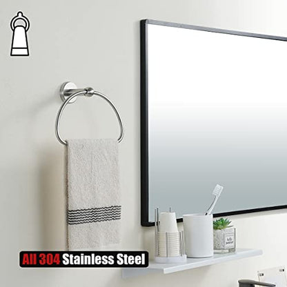 JQK Towel Ring, Stainless Steel Half Ring Towel Holder for Bathroom, 7 Inch Brushed Finished Wall Mount, TR160-BN - color: Brushed