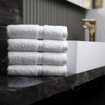 Luxury & Soft Washcloths Set of 4 (12"" x 12"") Hotel Quality, Versatile as, Face Towels, Hand Towels, 100% Cotton Wash Cloths, Makeup Towels, Hotel Rags -%100 Cotton - White - color: White