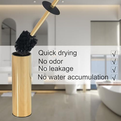 BGL Toilet Brush and Holder,Stainless Steel Toilet Brushes for Bathroom, Toilet Bowl Brush - color: Gold