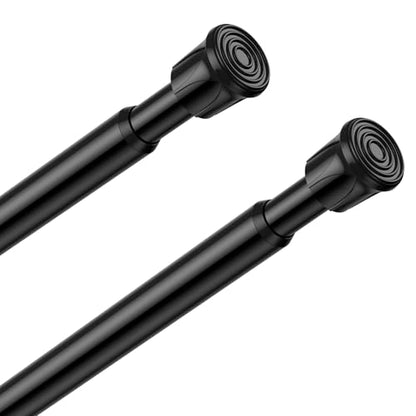 Spring Tension Curtain Rod 12-19 Inch, 2 Pack Tension Rods, Black | No Drill, PVC Anti-Slip Caps, Rust Resistant, Stylish, Cost Effective, Fits Window Kitchen Curtain Doorway Bathroom Closet - color: Black, size: 12-19 inch-2Pack