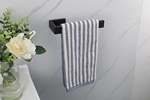 TocTen Hand Towel Holder/Towel Ring - Thicken SUS304 Stainless Steel Bathroom Hand Towel Hanger, 9 Inch Heavy Duty Wall Mounted Towel Rack, Square Hand Towel Bar for Bathroom Hardware (Black, 9 in) - color: Black, size: 9 IN
