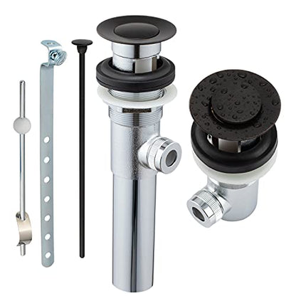 Sink Pop-Up Drain Stopper Assembly with Lift Rod and Overflow, Solid Brass Lavatory Pop Up Drain Assembly for Bathroom Vanity Sink, All Brass Construction (Oil Rubbed Bronze) - color: Oil Rubbed Bronze