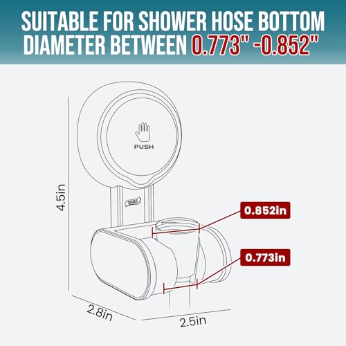 TAILI Shower Head Holder Suction,Adjustable Height & Angle,Universal,Black | bathroom handheld shower wand bracket,no-drill removable waterproof,round,plastic,wall mounted,kids,pets,4.5" - color: Black, size: Round