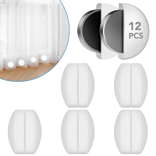 YixangDD 12 Pack Shower Curtain Weights, Magnetic Curtain Weights, 6 Pairs | Silicone Wrapped Rust-Proof Curtain Clips Outdoor for Shower Liner, Drapery, Tablecloth, Flag from Blowing Around, White - color: 12 Packs