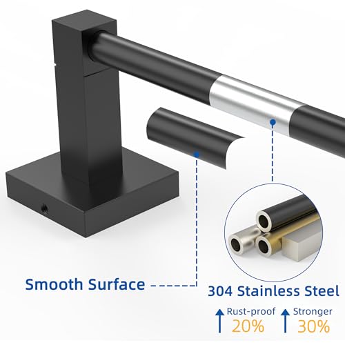 RUACQ Towel Bar, 9" Towel Racks for Bathroom Wall Mounted, Matte Black | Hand Towel Holder, Total Length 10.8 Inch Single Towel Rod, 304 Stainless Steel, Rustproof, Square Base, Heavy Duty, Modern - color: Matte Black, size: 9 inch(Center to Center) Singl