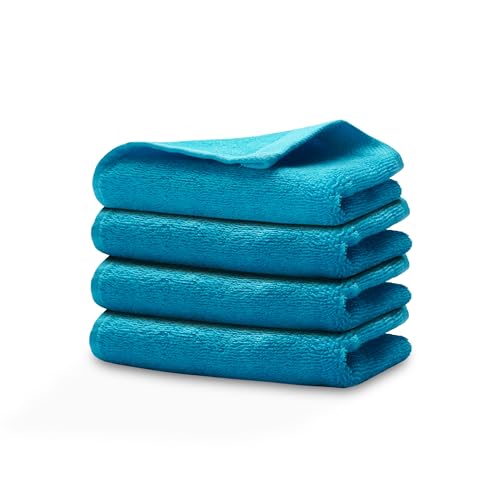 Fingertip Hand Towel | Absorbent |11x18 | Terry Velour Premium Washcloths, Bathroom use, 100% Cotton, Face, fingertip, Soft, Guest Towels (Pack of 4) (4, Turquoise) - color: Turquoise