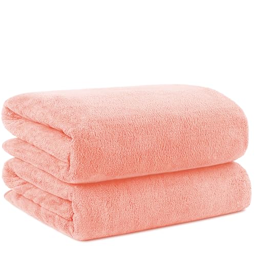 Orighty Bath Towels, Soft Feel Bath Towel, 2 Pack (27'' x 54'') | Highly Absorbent, Quick Drying Microfiber Towels for Body, Sport, Yoga, SPA, Fitness, Bathroom - Pink - color: Pink, size: 2 Pack Bath Towels