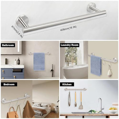 Livabber Bath Towel Bar, 304 Stainless Steel Towel Rack, Heavy Duty Towel Holder Wall Mounted for Bathroom/Kitchen, Usable Hanging Length-13.4 Inch, Total Length-16 Inch (Brushed Nickel) - color: Brushed Nickel, size: 16 Inch