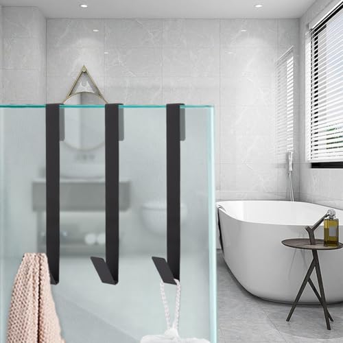 Extended Shower Door Hooks, 4 Pack Heavy Duty Stainless Steel No Drill Over Door Towel Hooks for Frameless Glass Shower Door, Bathroom Organizer (10 Inch) - size: 10 Inch