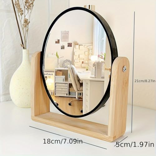 1pc Elegant Frame Double-Sided Makeup Mirror with Magnification - Rotating, Simple Desk Stand Design, Ideal for Home Vanity Use, Makeup Desk (White)