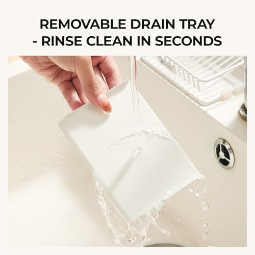 MOPMS Self Draining Soap Dish, Carbon Steel Bar Soap Holder for Shower | Waterfall Design Soap Saver for Bathroom, Kitchen Sink and Countertop, Sponges, Dispensers, White - color: White