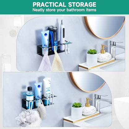 Electric Toothbrush Head Holders, Electric Toothbrush Holders Wall Mounted, Shower Electric Head Holder, Toothbrush and Toothpaste Holder, Tooth Brushing Holder for Bathroom (Black, Large) - color: Black, size: Large