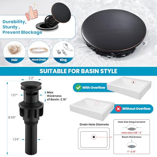 gotonovo 4 Inch Centerset Bathroom Faucet 2 Cross Handles Deck Mount 2 Hole Lavatory Vanity Utility Mixer Tap with Water Supply Hoses and Pop Up Drain RV Farmhouse, Oil Rubbed Bronze - color: Oil Rubbed Bronze