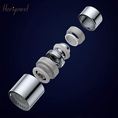 Kitchen Faucet Aerator & Head Replacement, 360° Swivel, 2 Modes | Sprayer Attachment with Dual Flow, No Splash Chrome Nozzle, 55/64 Female Thread Adapter for Bathroom Tap Extender